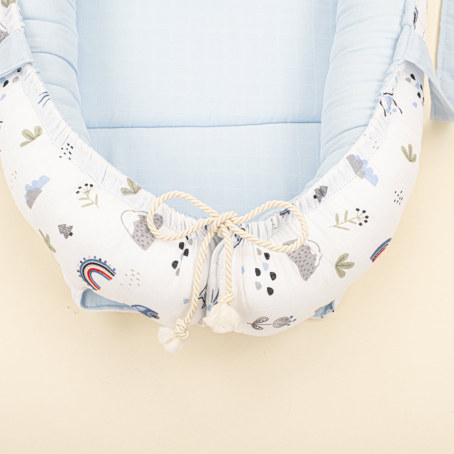 Babynest and Pillow - Çift Taraflı - Mavi Muslin - Mavi Kedi