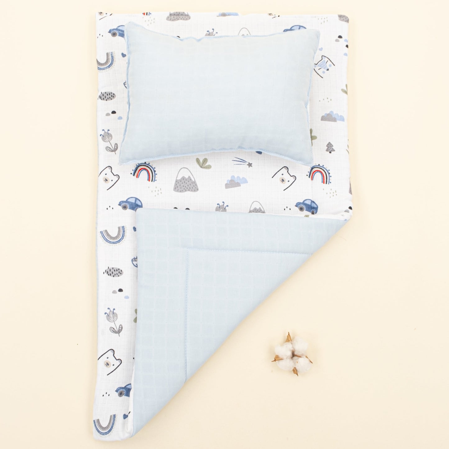 Double Sided Changing Pad and Pillow - Mavi Muslin - Mavi Kedi