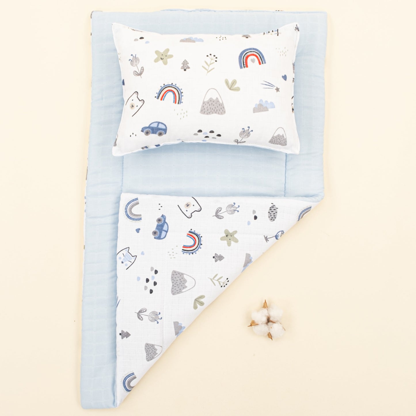 Double Sided Changing Pad and Pillow - Mavi Muslin - Mavi Kedi