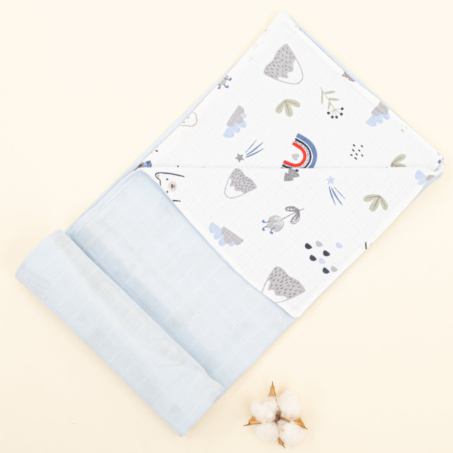 Double Side Muslin Cover - Mavi Muslin - Mavi Kedi