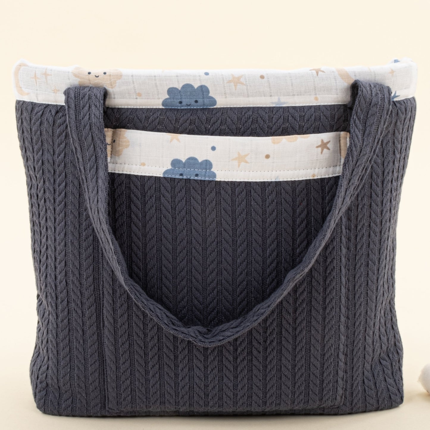 Baby Care Bag  - Lacivert Örgü - Mavi Bulut