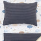 Double Sided Changing Pad and Pillow - Lacivert Örgü - Mavi Bulut