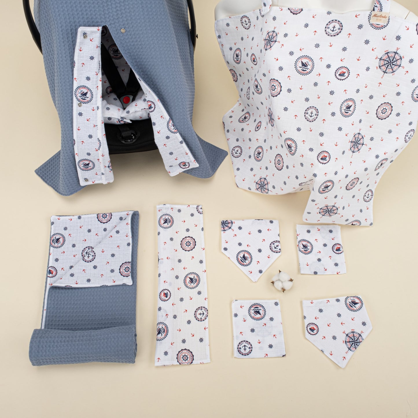 9 Piece - Newborn Sets - Double Sided - Winter - İndigo Petek - Mavi Gemili