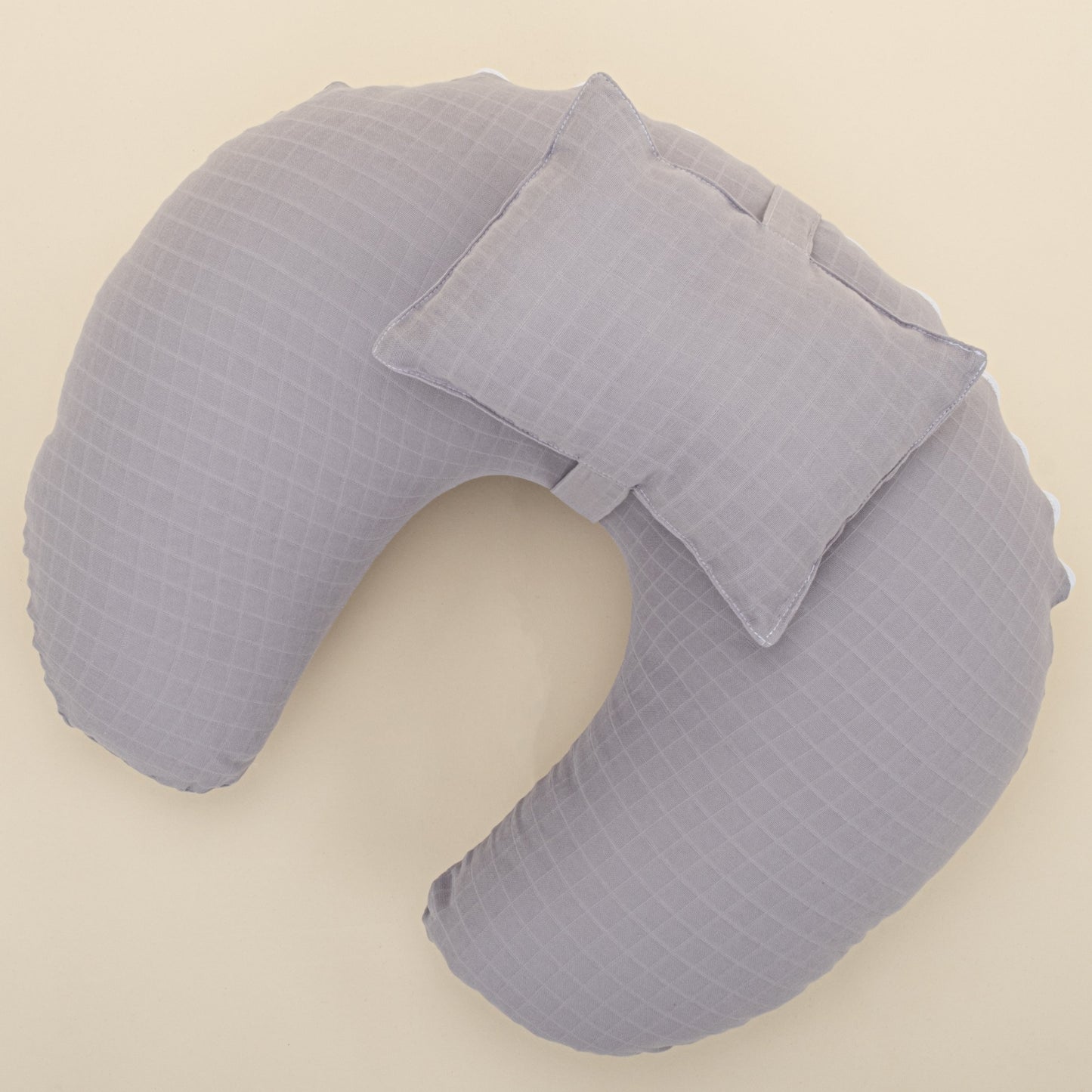 Double Sided Breastfeeding Pillow - Gri Müslin