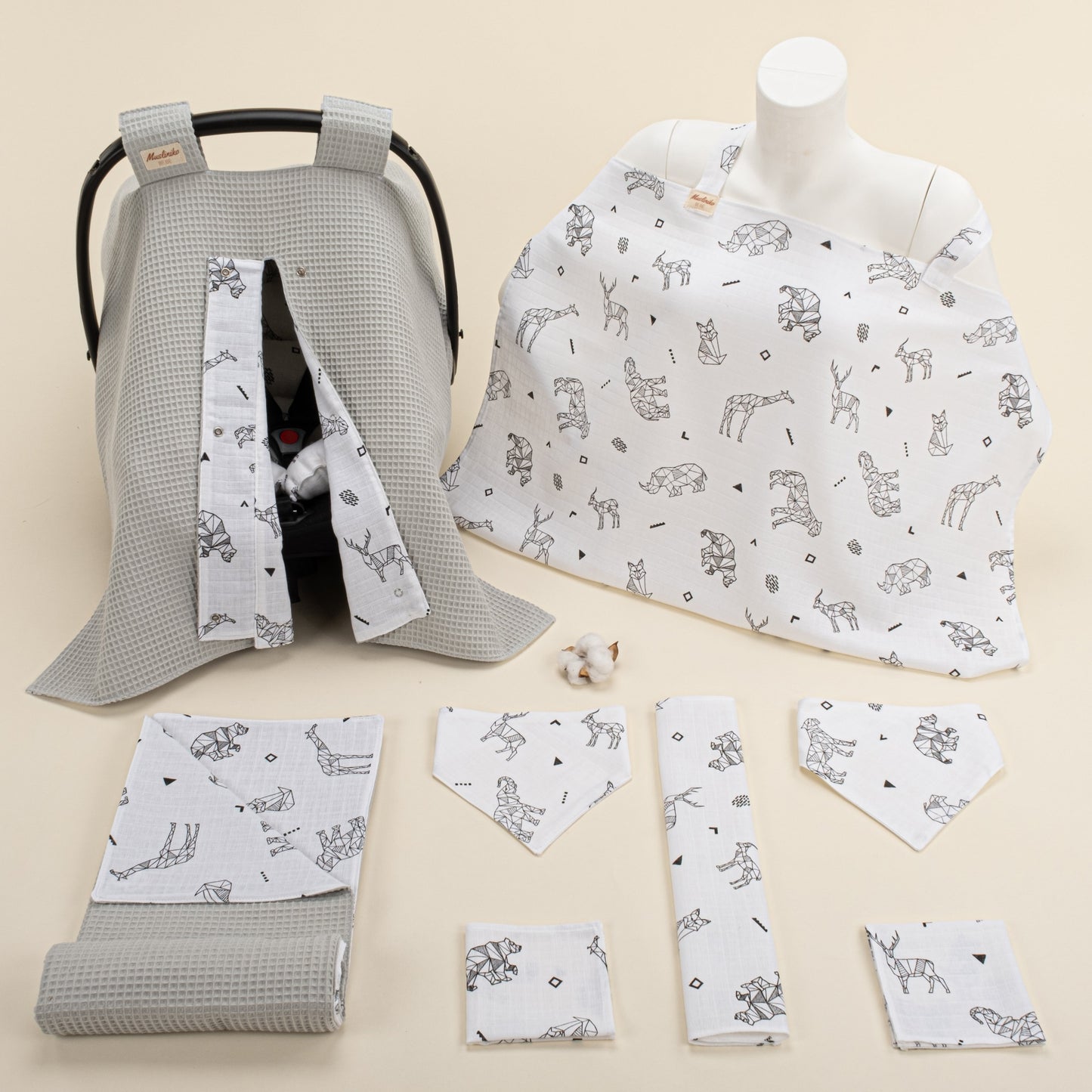 9 Piece - Newborn Sets - Double Sided - Winter - Gri Petek - Kaplan