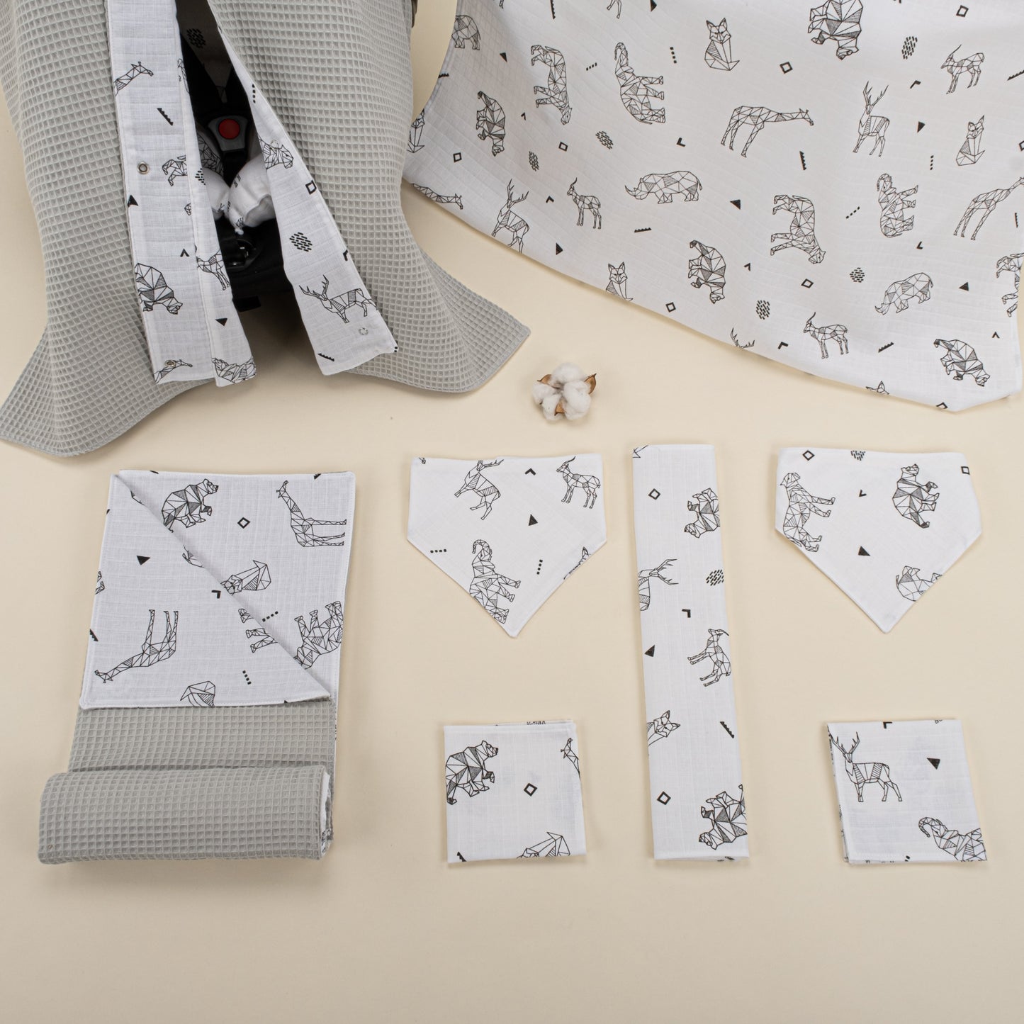 9 Piece - Newborn Sets - Double Sided - Winter - Gri Petek - Kaplan