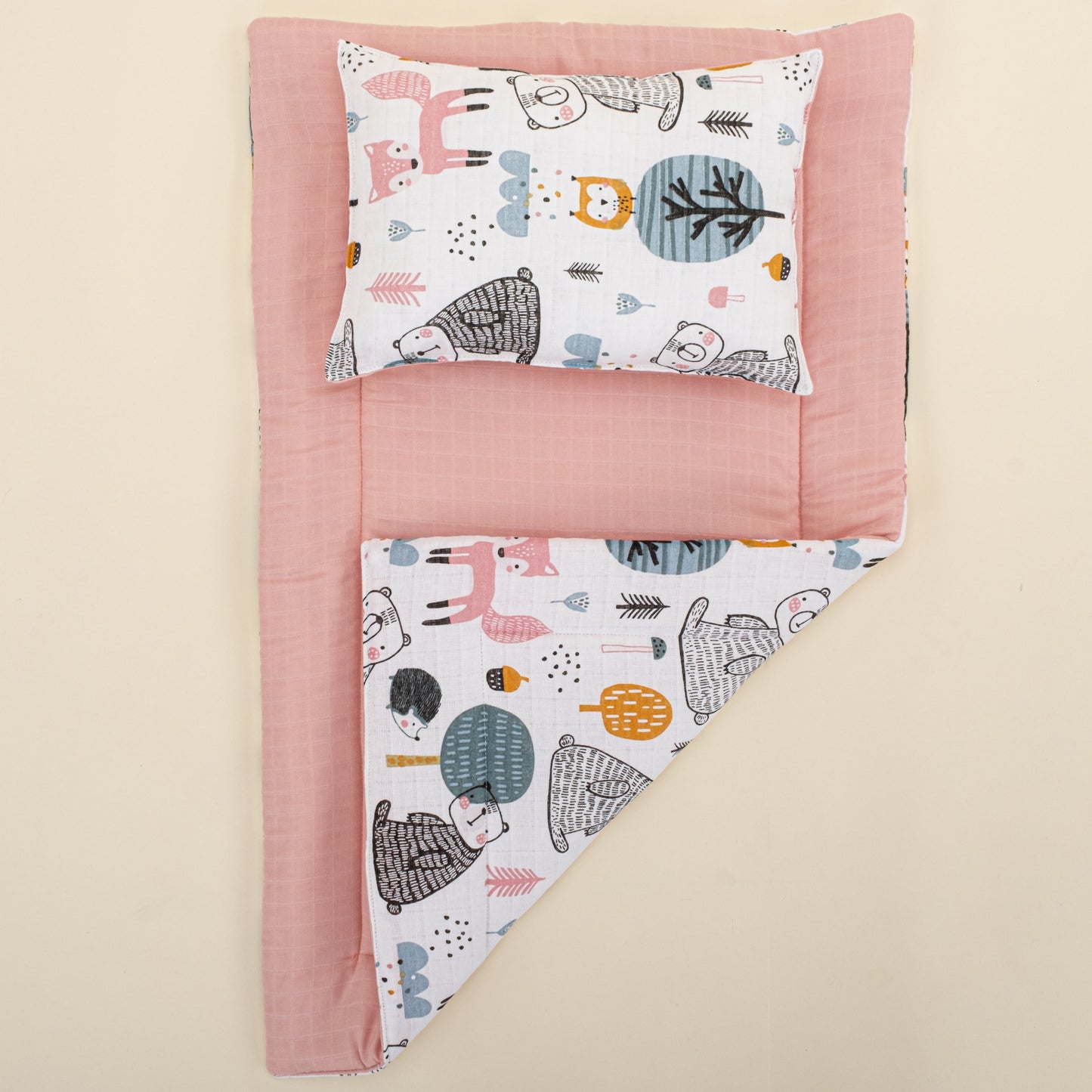 Double Sided Changing Pad and Pillow - Pudra Muslin - Tilki