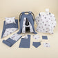 11 Piece - Newborn Sets - Double Sided - Seasonal - İndigo Muslin - Mavi Gemili