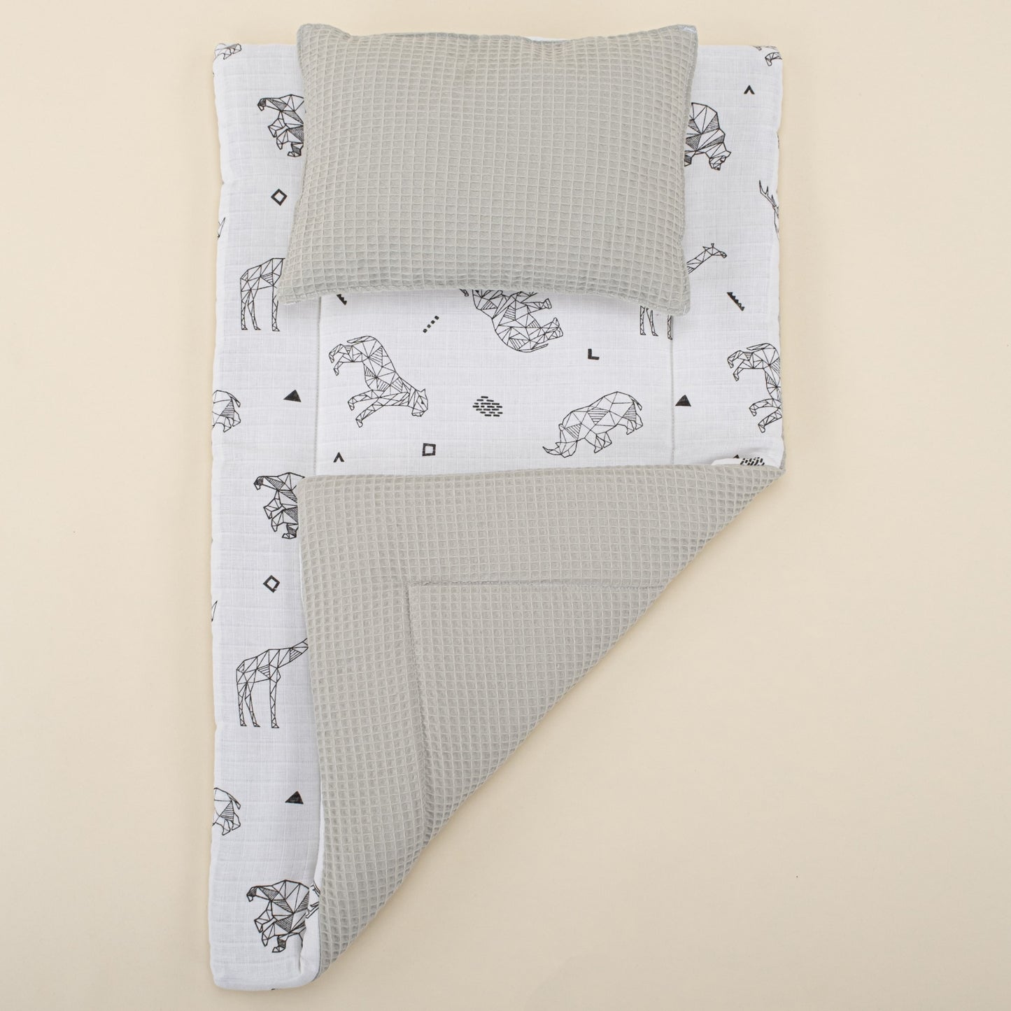 Double Sided Changing Pad and Pillow - Gri Petek - Kaplan