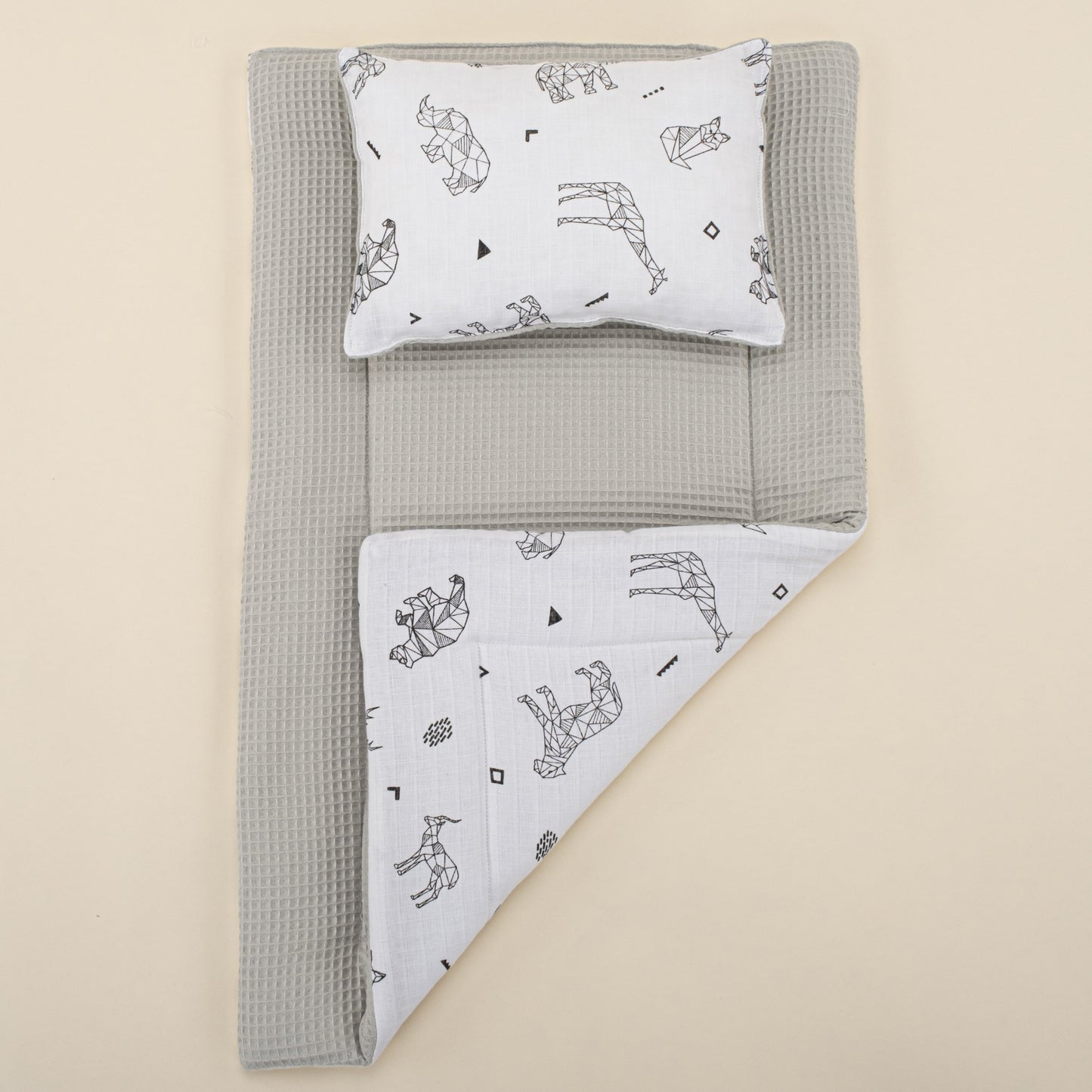 Double Sided Changing Pad and Pillow - Gri Petek - Kaplan