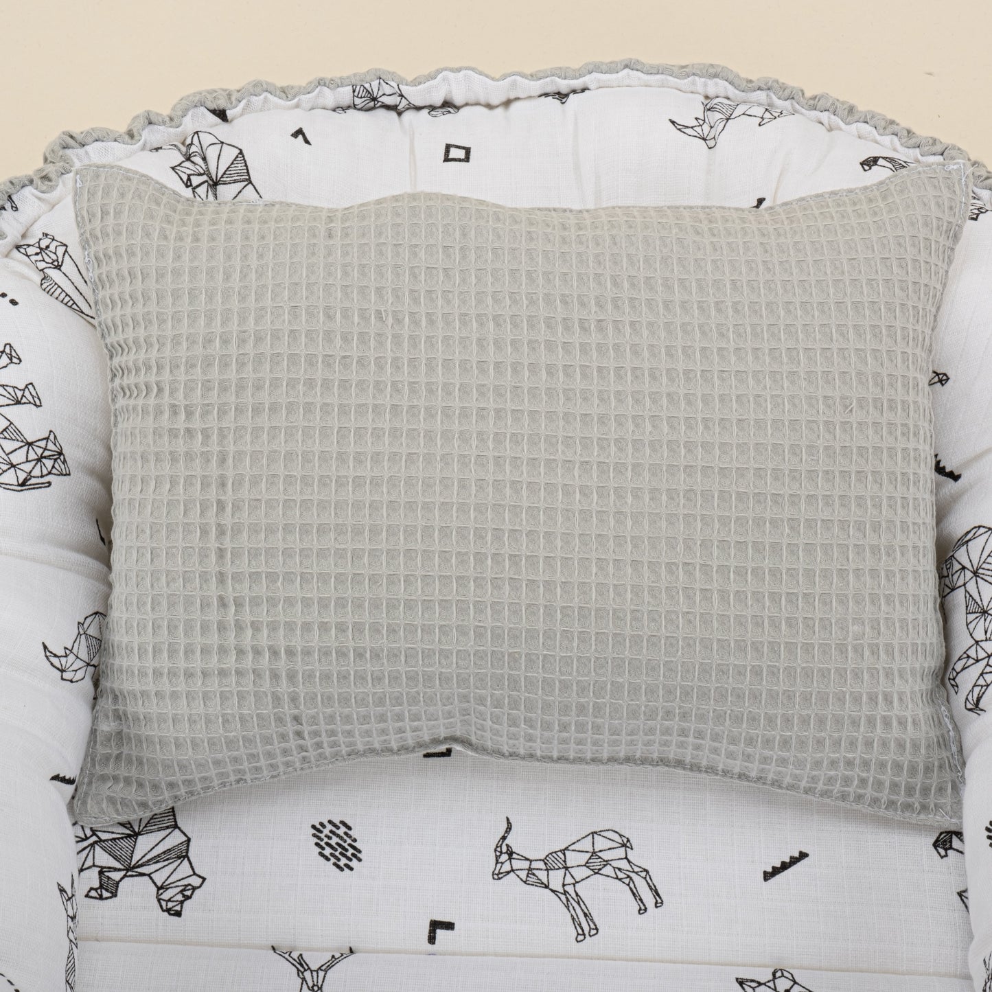 Babynest and Pillow - Çift Taraflı - Gri Petek - Kaplan