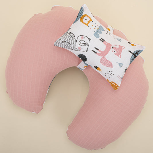 Double Sided Breastfeeding Pillow - Pudra Muslin - Tilki