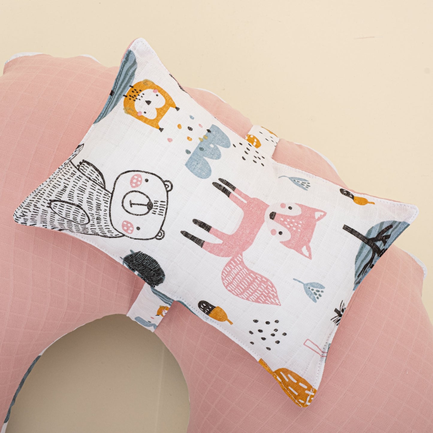 Double Sided Breastfeeding Pillow - Pudra Muslin - Tilki