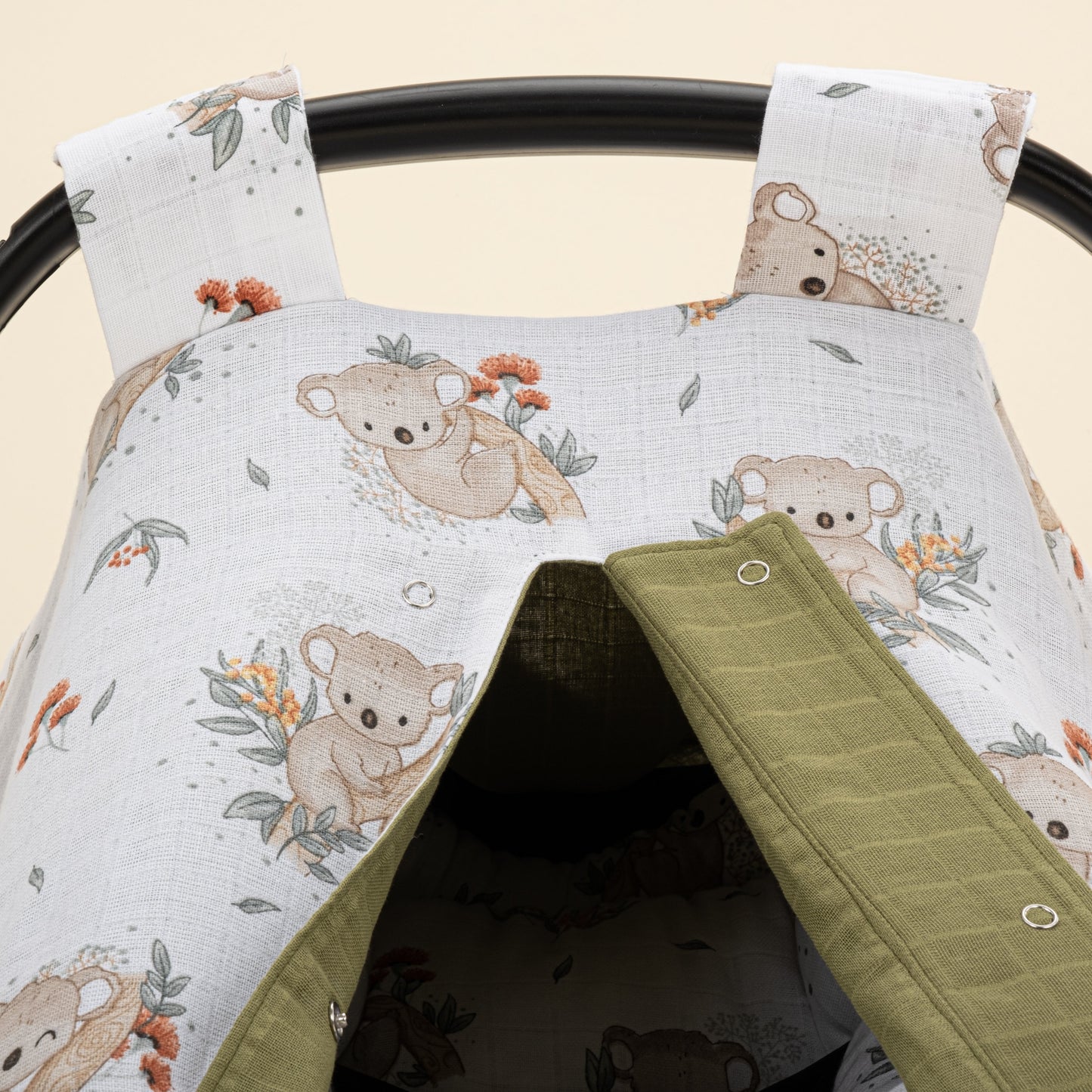 Stroller Cover Set - Double Side - Koyu Fıstık Yeşili Müslin - Koala