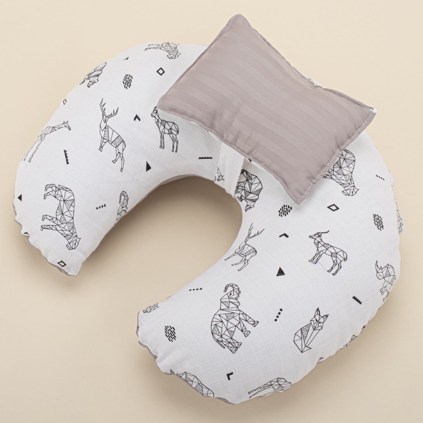 Double Sided Breastfeeding Pillow - Gri Saten - Kaplan