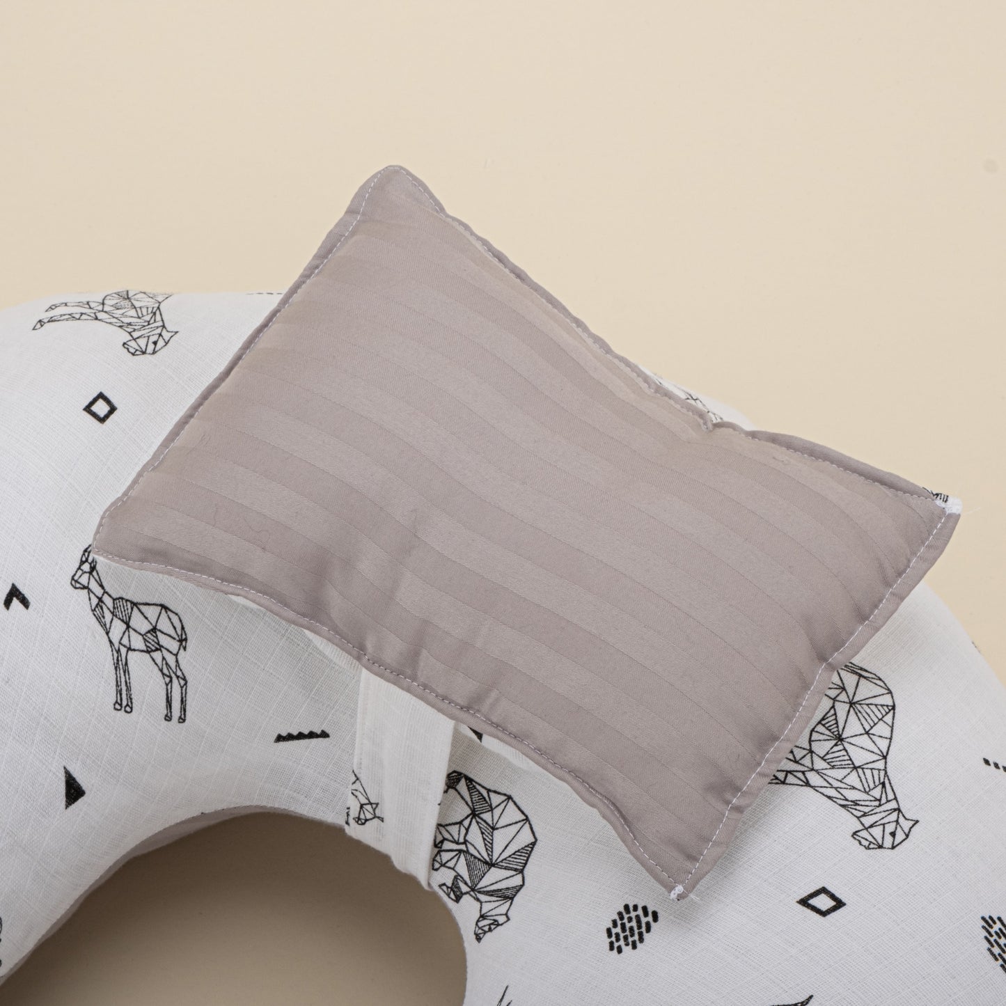 Double Sided Breastfeeding Pillow - Gri Saten - Kaplan