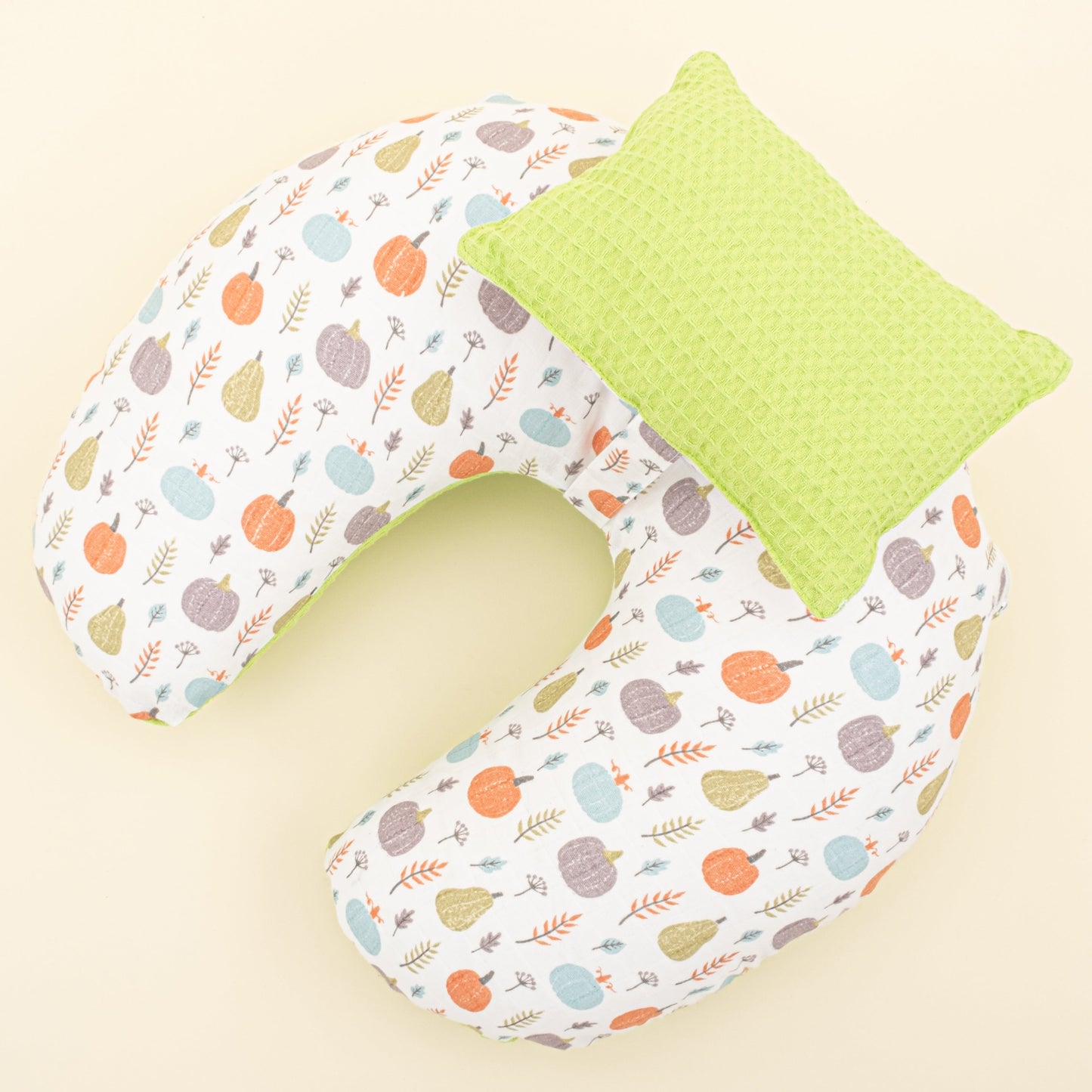 Double Sided Breastfeeding Pillow  - Fıstık Yeşili Petek - Yeşil Balkabağı