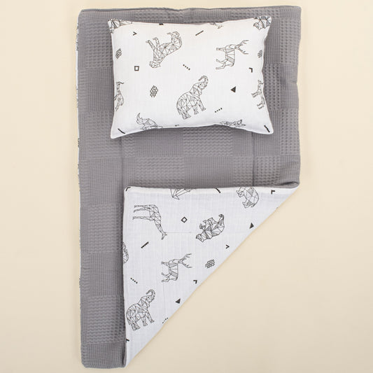 Double Sided Changing Pad and Pillow - Gri Waffle - Kaplan