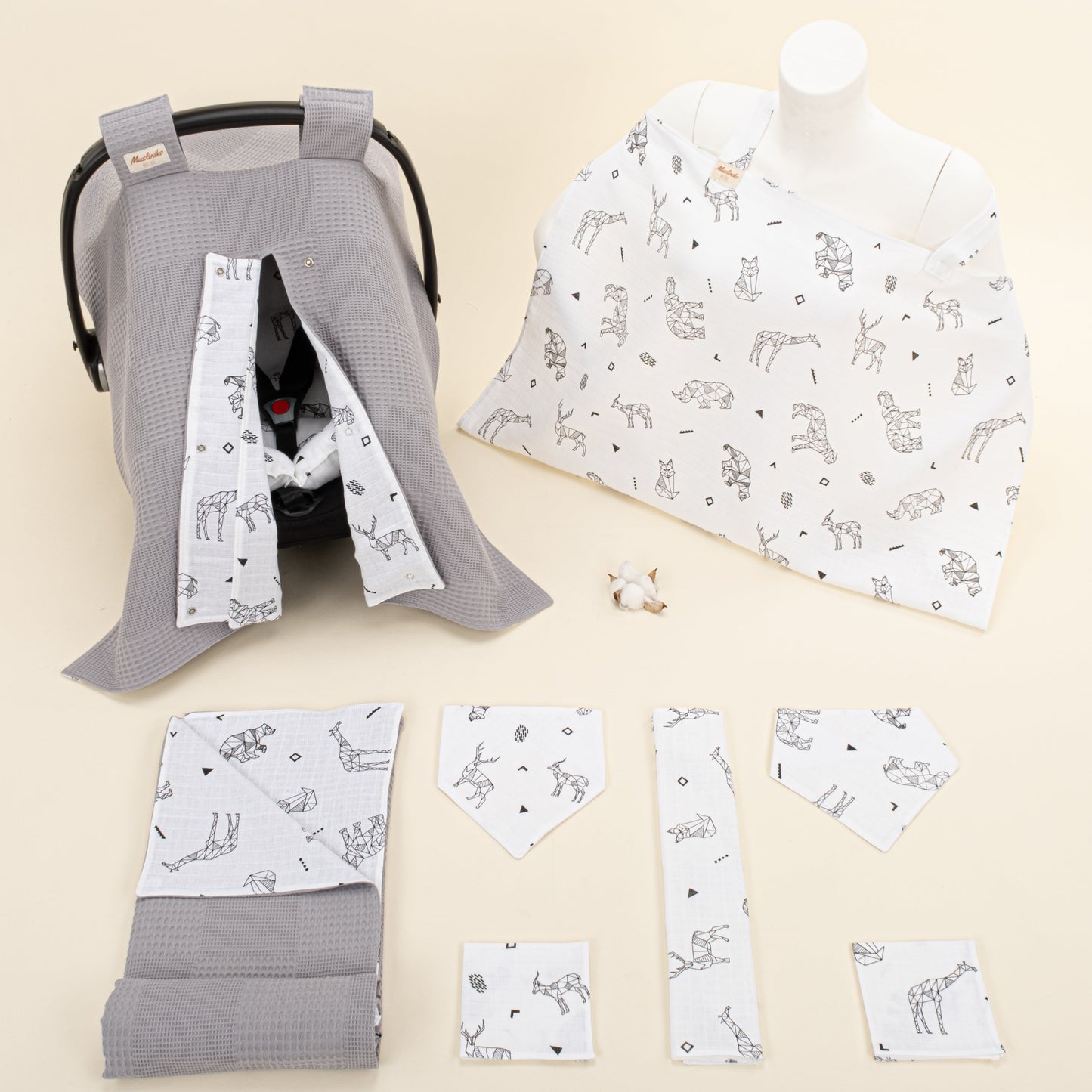 9 Piece - Newborn Sets - Double Sided - Winter - Gri Waffle - Kaplan