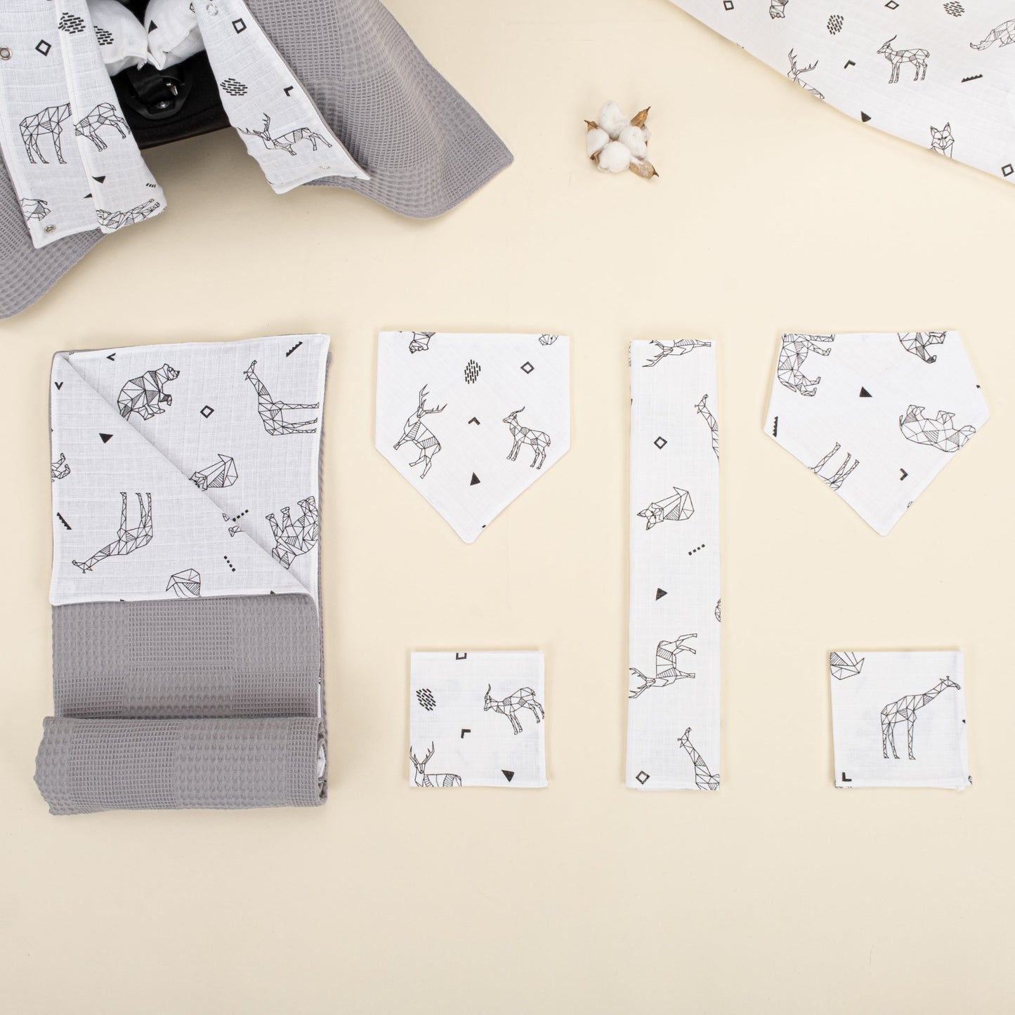 9 Piece - Newborn Sets - Double Sided - Winter - Gri Waffle - Kaplan