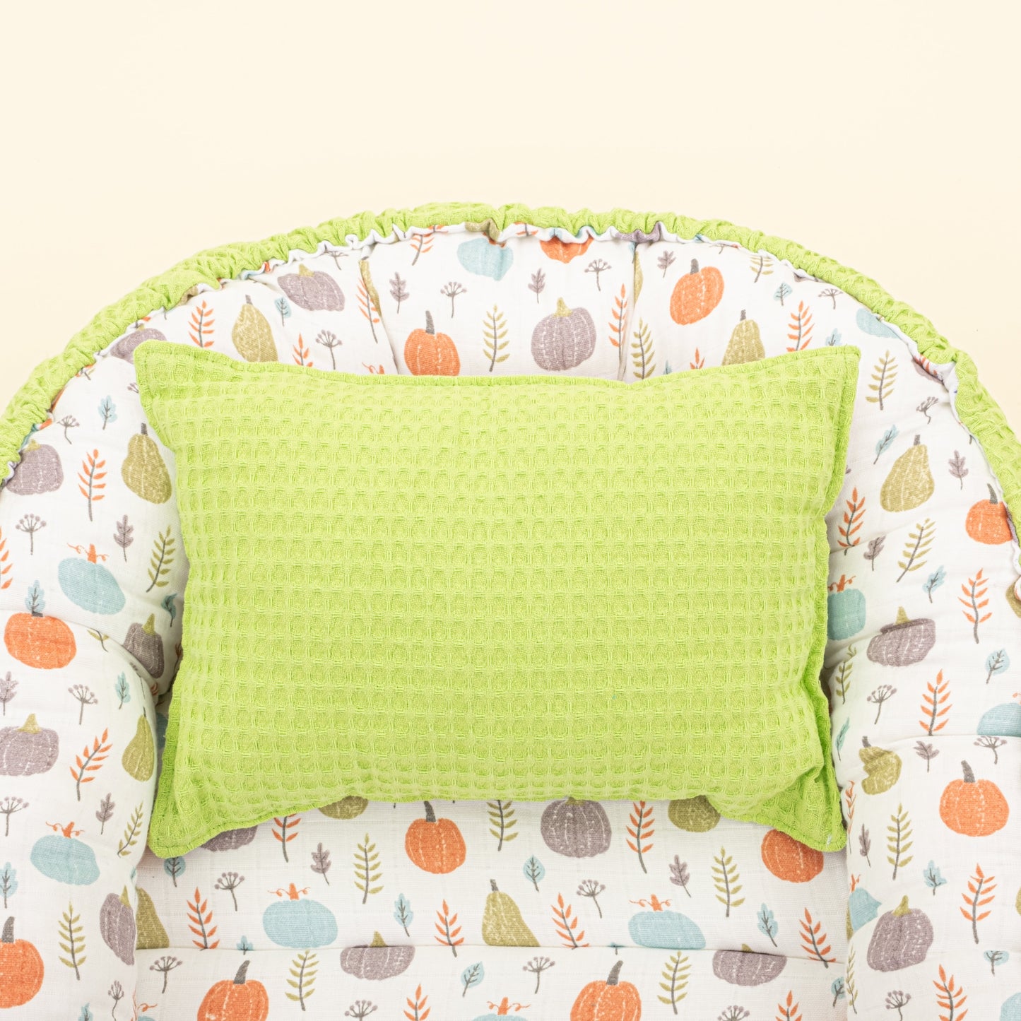 Babynest and Pillow - Çift Taraflı - Fıstık Yeşili Petek - Yeşil Balkabağı