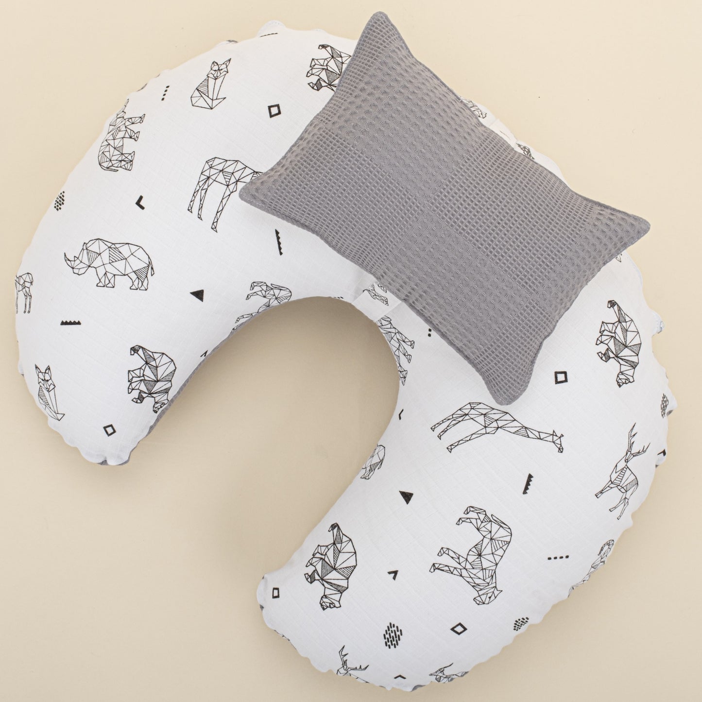 Double Sided Breastfeeding Pillow - Gri Waffle - Kaplan