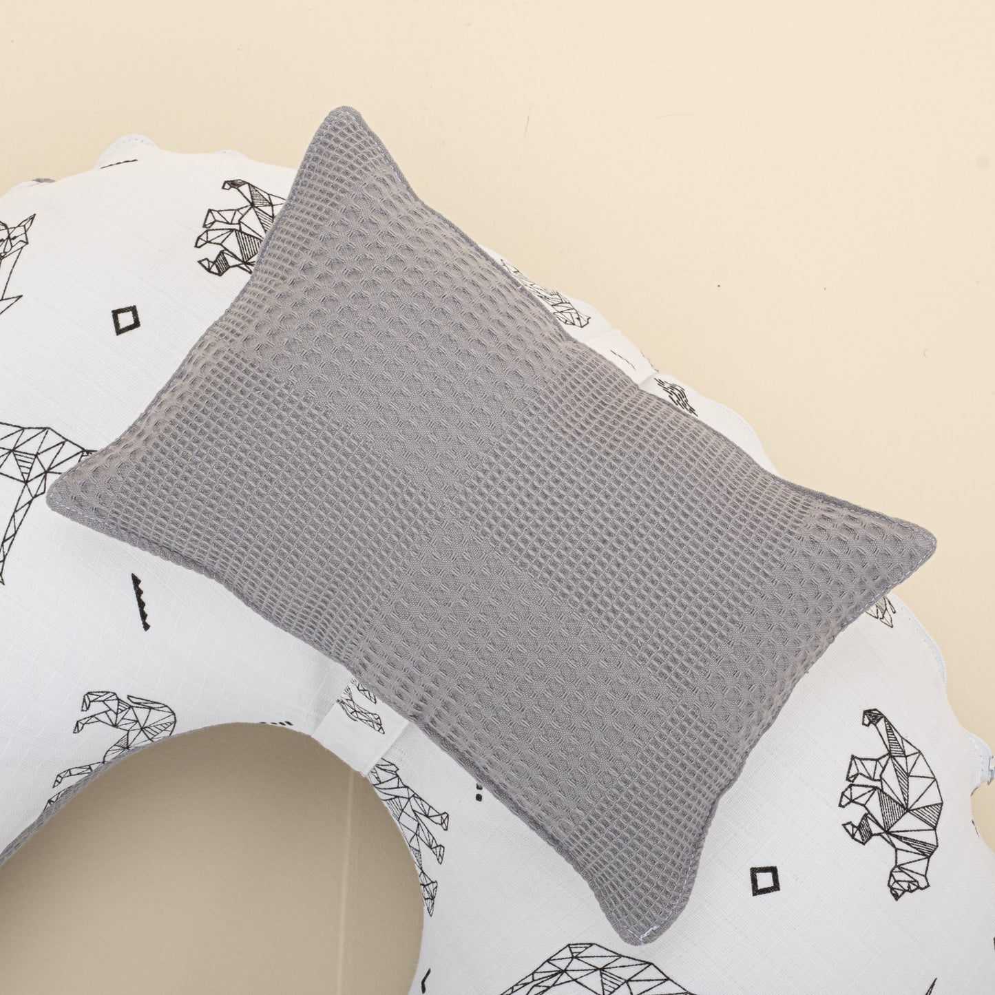 Double Sided Breastfeeding Pillow - Gri Waffle - Kaplan