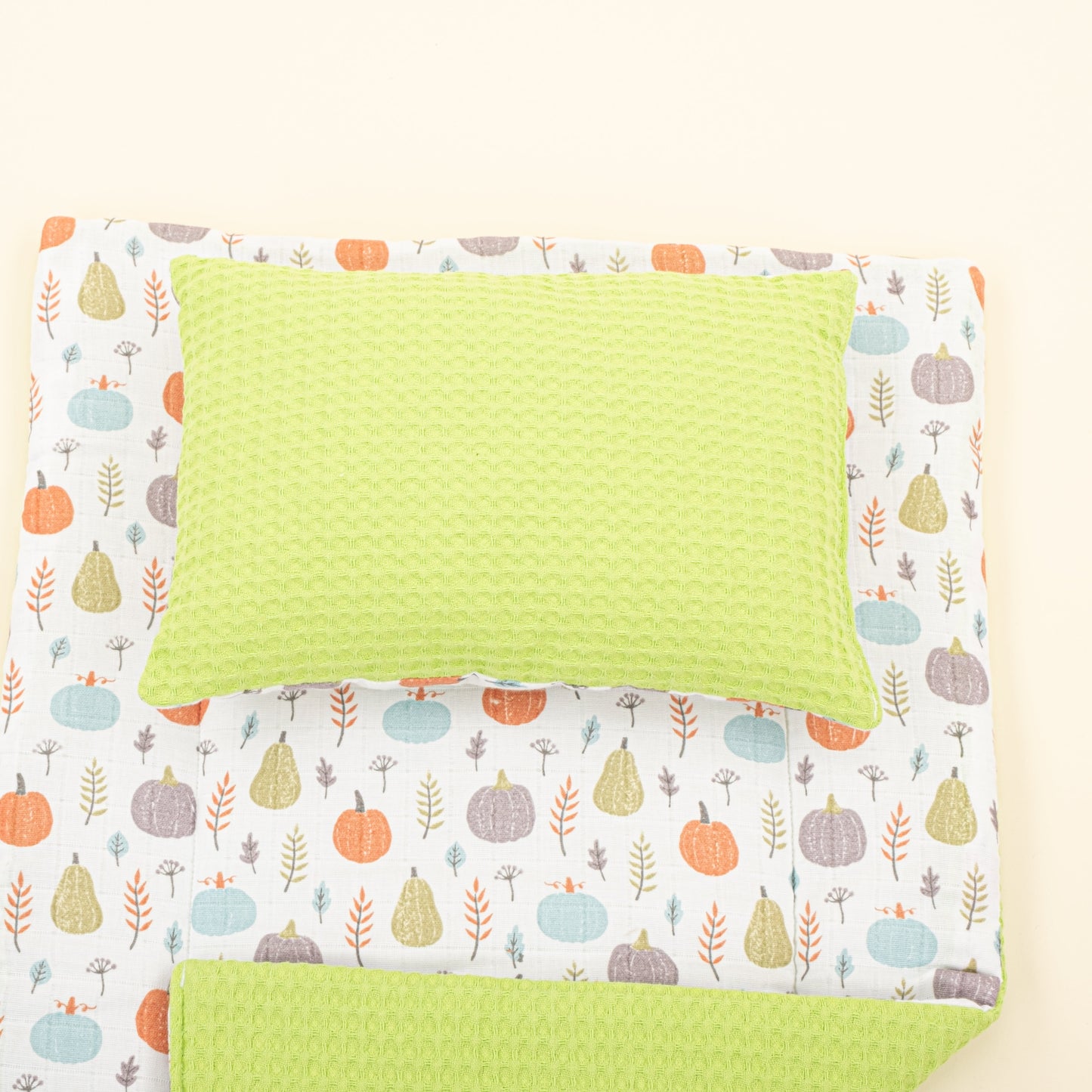 Double Sided Changing Pad and Pillow - Fıstık Yeşili Petek - Yeşil Balkabağı