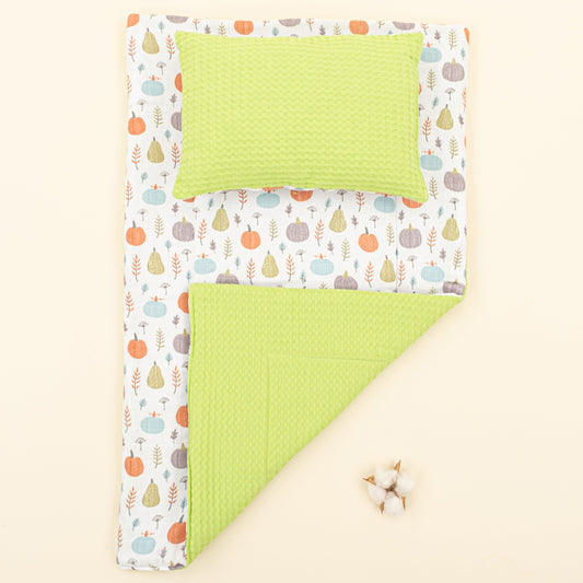 Double Sided Changing Pad and Pillow - Fıstık Yeşili Petek - Yeşil Balkabağı