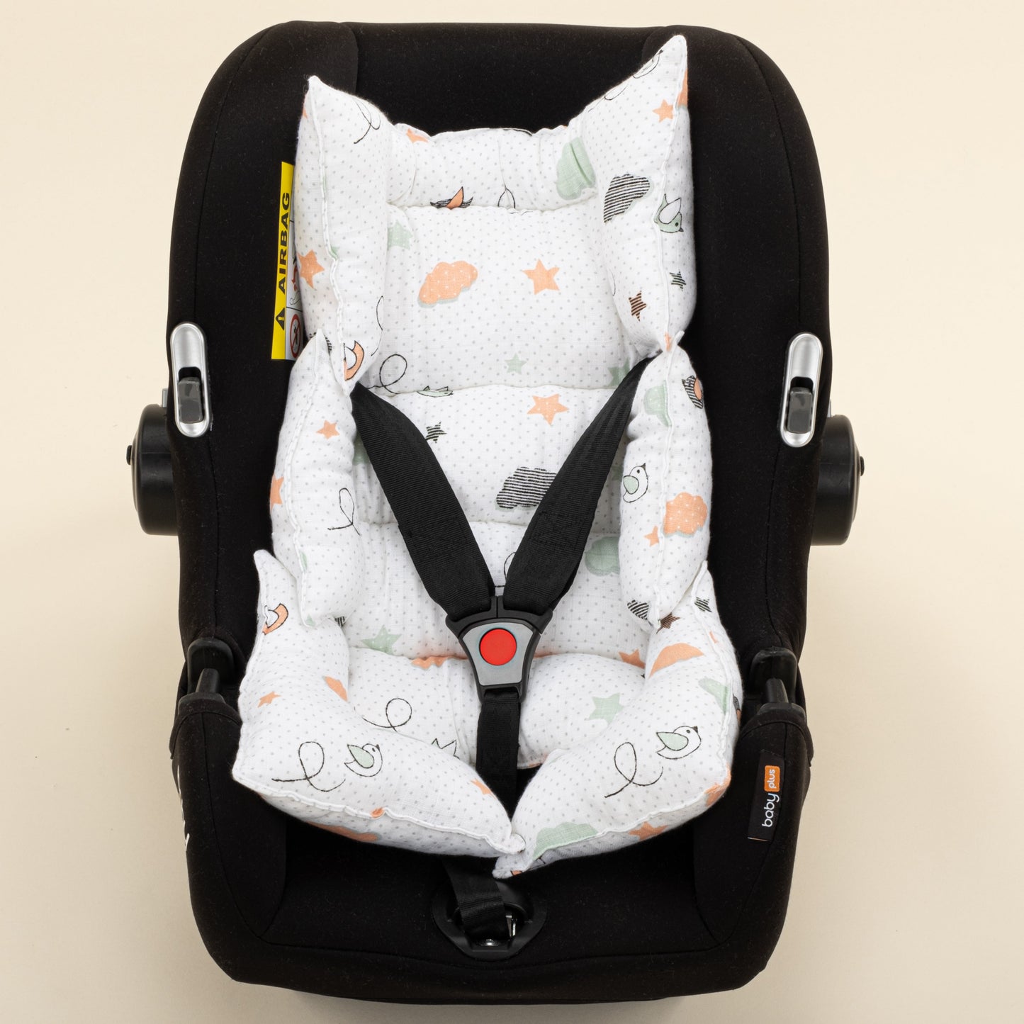 Stroller Cover Set - Double Side - Yeşil Petek - Kuş