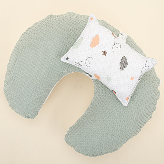 Double Sided Breastfeeding Pillow - Yeşil Petek - Kuş