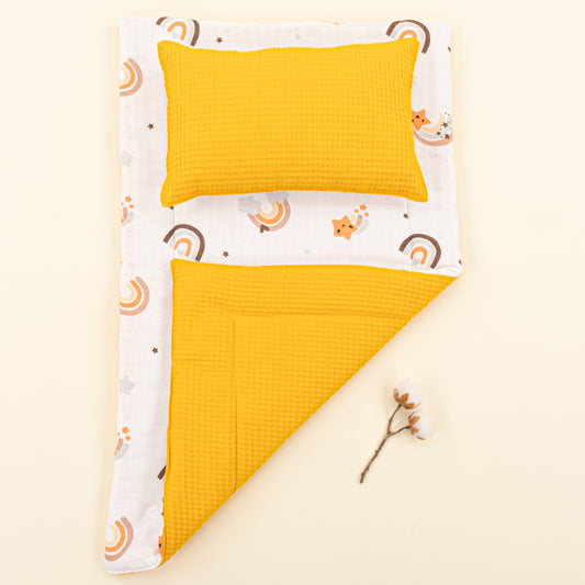 Double Sided Changing Pad and Pillow - Hardal Petek - Turuncu Gökkuşağı