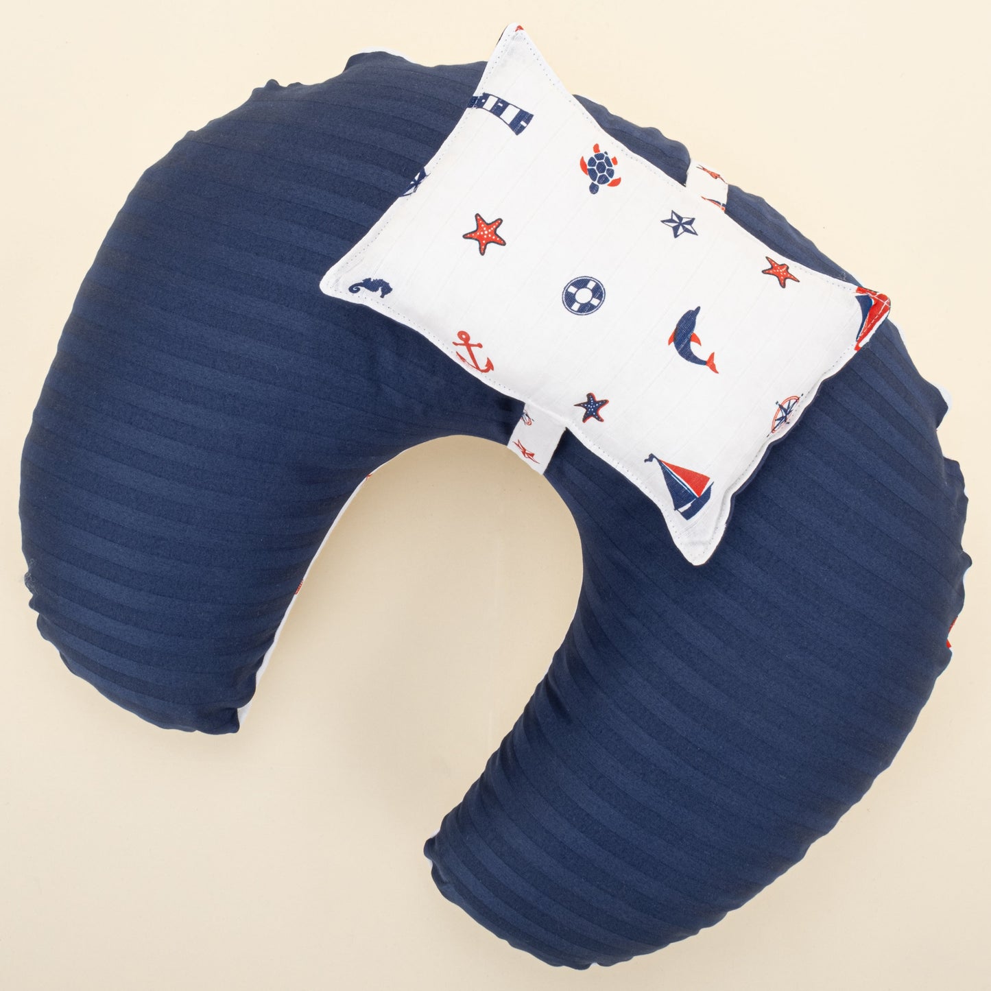 Double Sided Breastfeeding Pillow  - Lacivert Saten - Bahriyeli