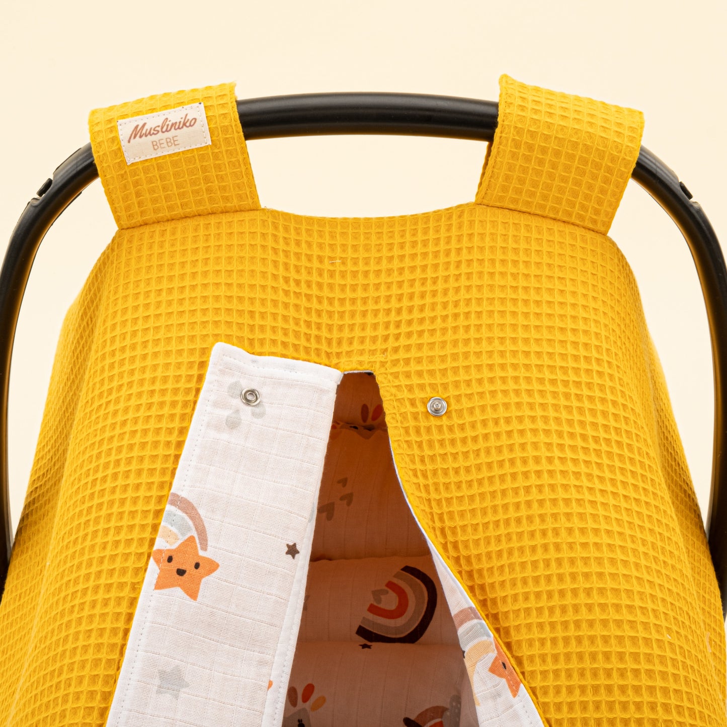 Stroller Cover Set - Double Side - Hardal Petek - Turuncu Gökkuşağı