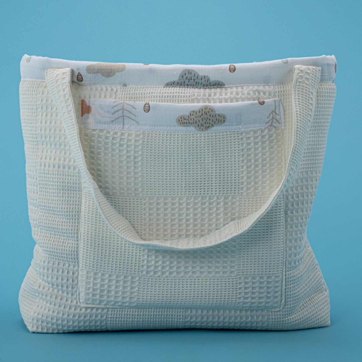 Baby Care Bag - Krem Waffle - Yeşil Gökkuşağı