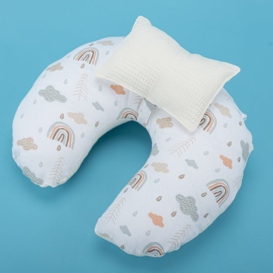 Double Sided Breastfeeding Pillow - Krem Waffle - Yeşil Gökkuşağı