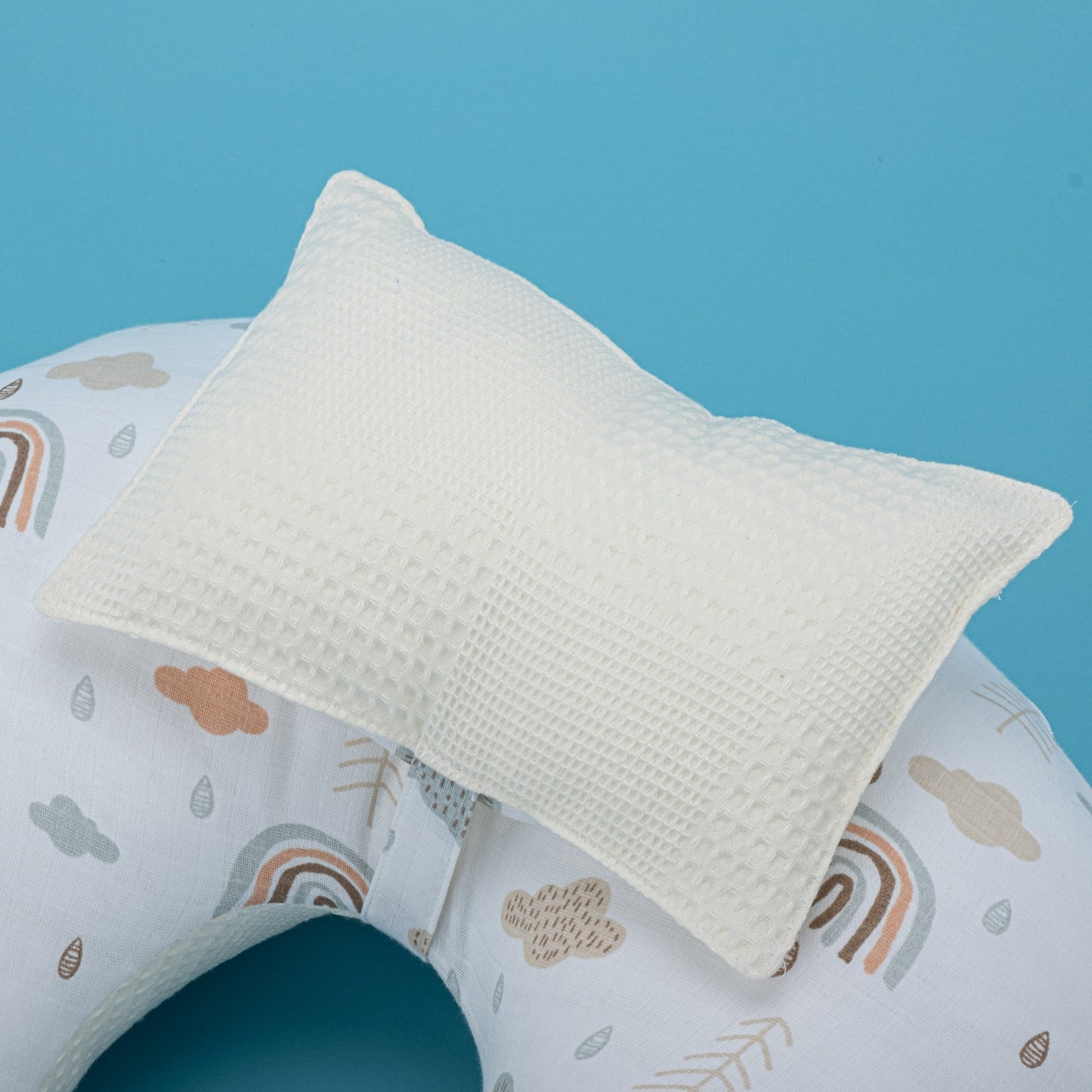 Double Sided Breastfeeding Pillow - Krem Waffle - Yeşil Gökkuşağı