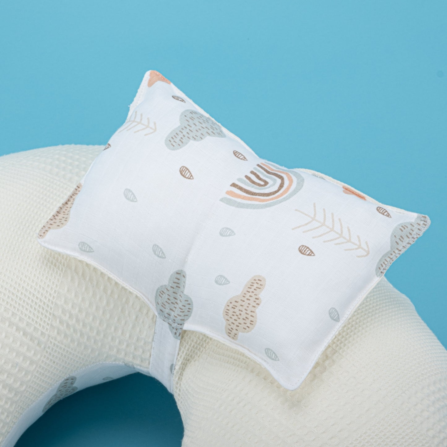 Double Sided Breastfeeding Pillow - Krem Waffle - Yeşil Gökkuşağı