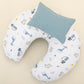 Double Sided Breastfeeding Pillow - Petrol Mavisi Petek - Mavi Canlılar