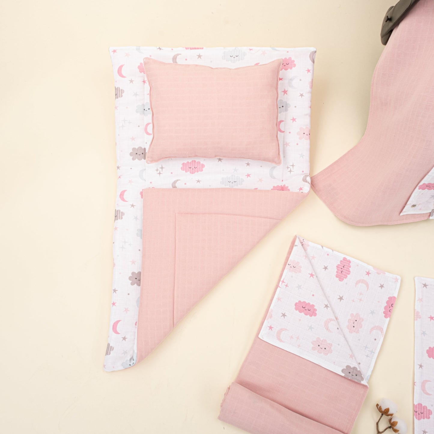 11 Piece - Newborn Sets - Double Sided - Seasonal - Pudra Muslin - Pembe Bulut