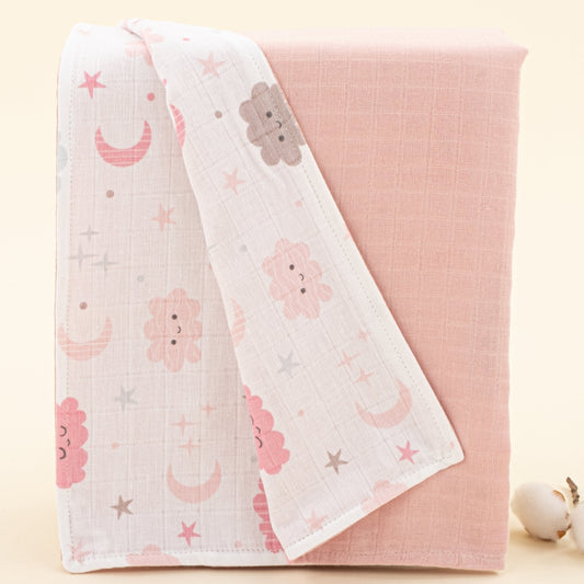 Double Side Muslin Cover - Pudra Muslin - Pembe Bulut