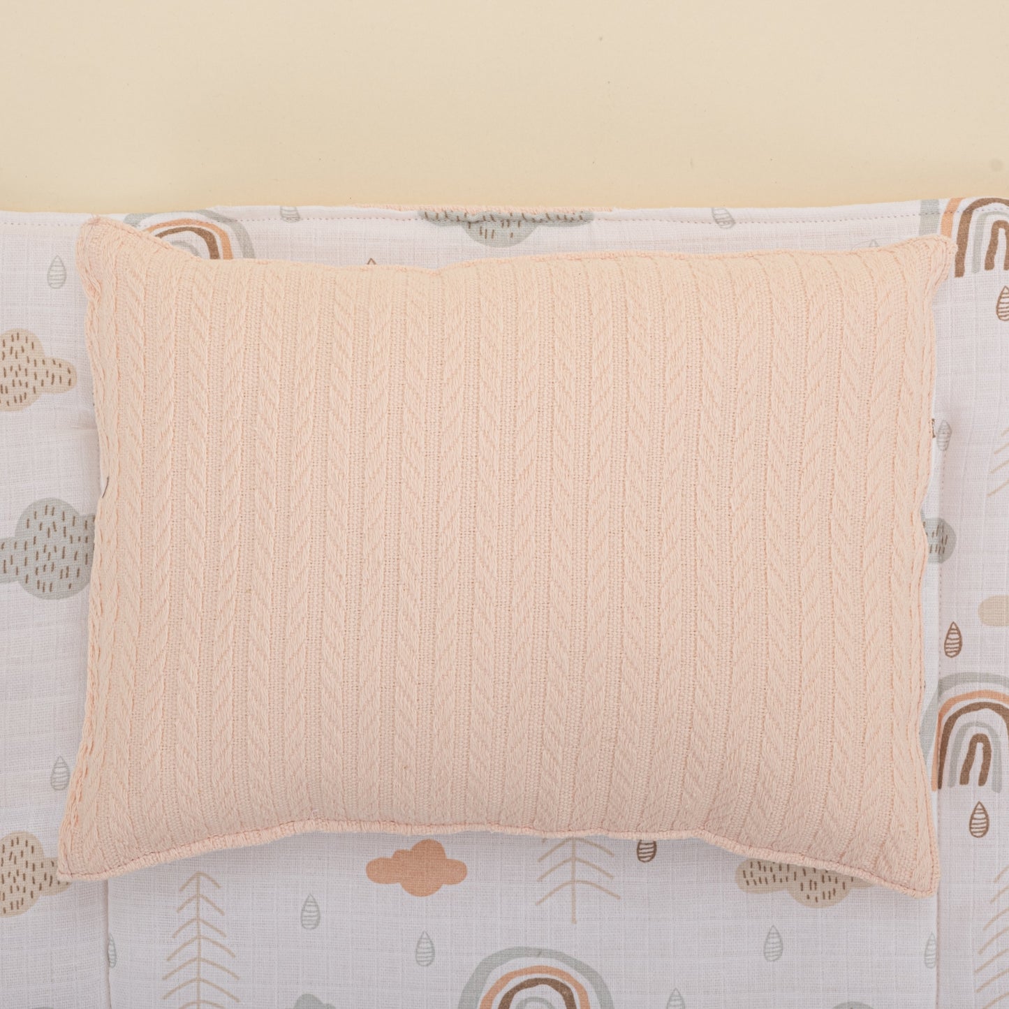 Double Sided Changing Pad and Pillow -  Somon Örgü - Yeşil Gökkuşağı