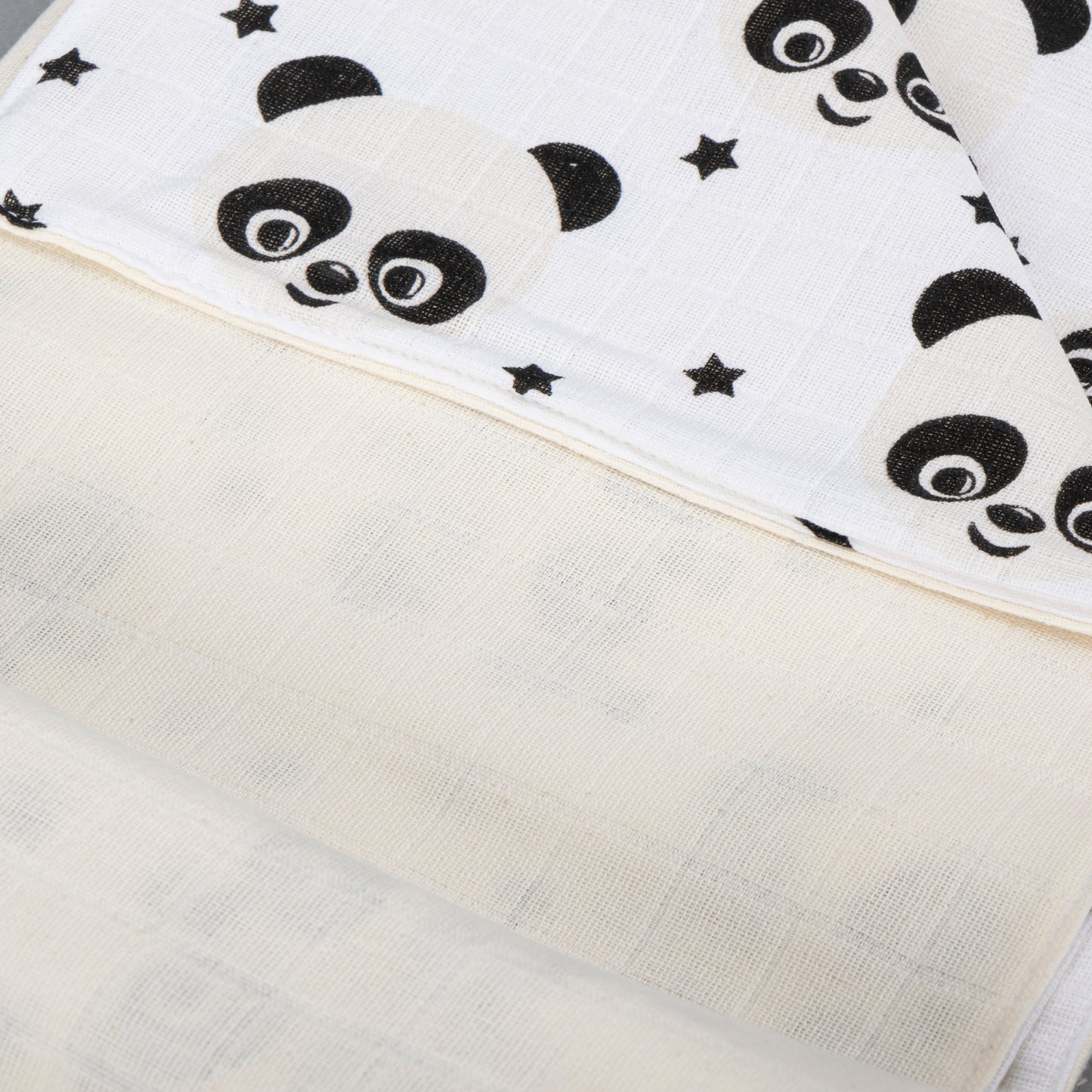 Double Side Muslin Cover - Krem Muslin - Panda