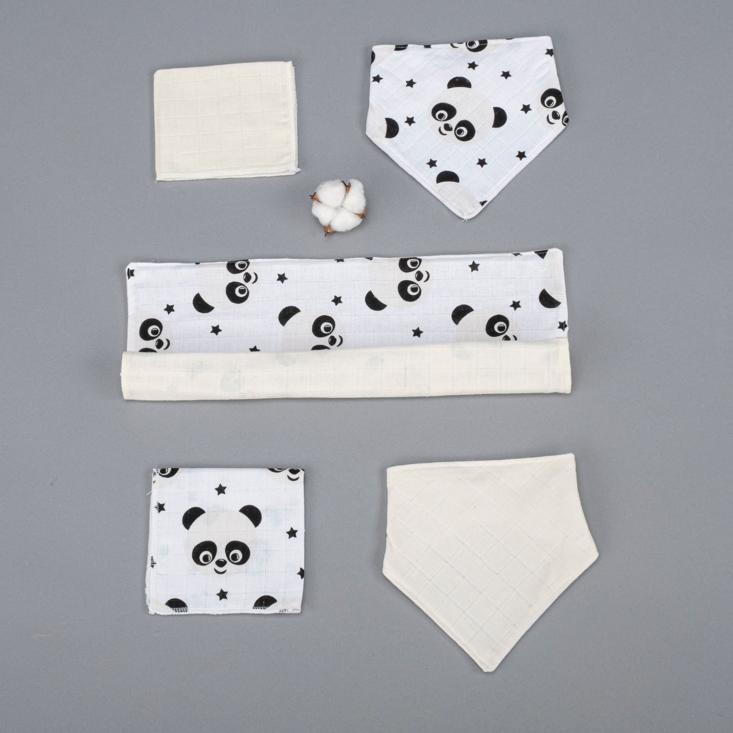 11 Piece - Newborn Sets - Double Sided - Seasonal - Krem Muslin - Panda