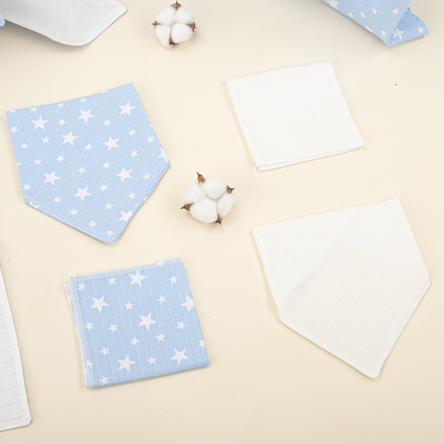 11 Piece - Newborn Sets - Double Sided - Seasonal - Krem Muslin - Mavi Minik Yıldızlar