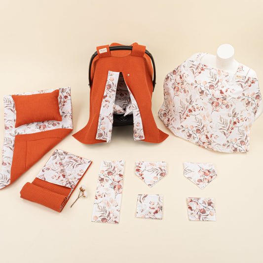 11 Piece - Newborn Sets - Double Sided - Winter - Kiremit Petek - Sonbahar Yaprakları