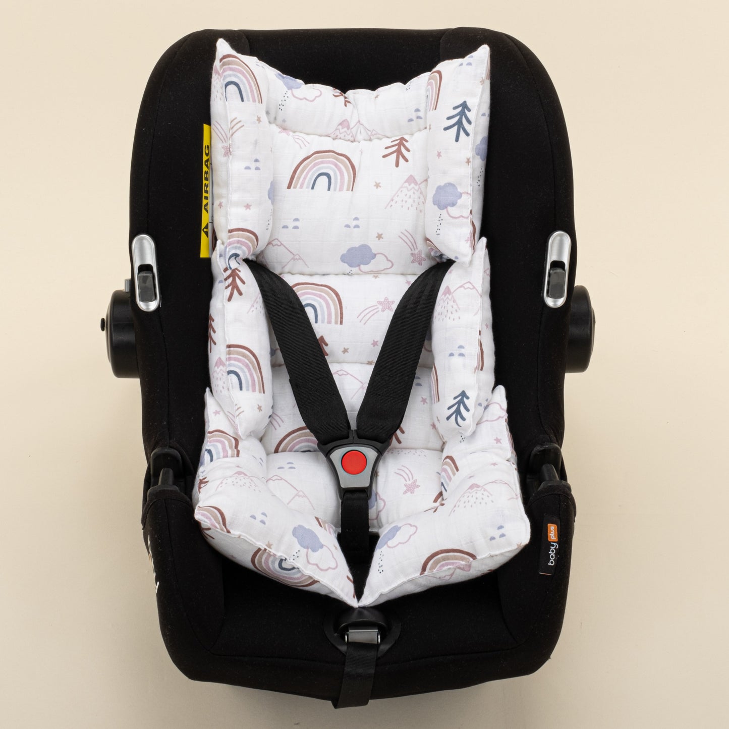 Stroller Cover Set - Double Side - Gri Muslin - Pastel Gökkuşağı