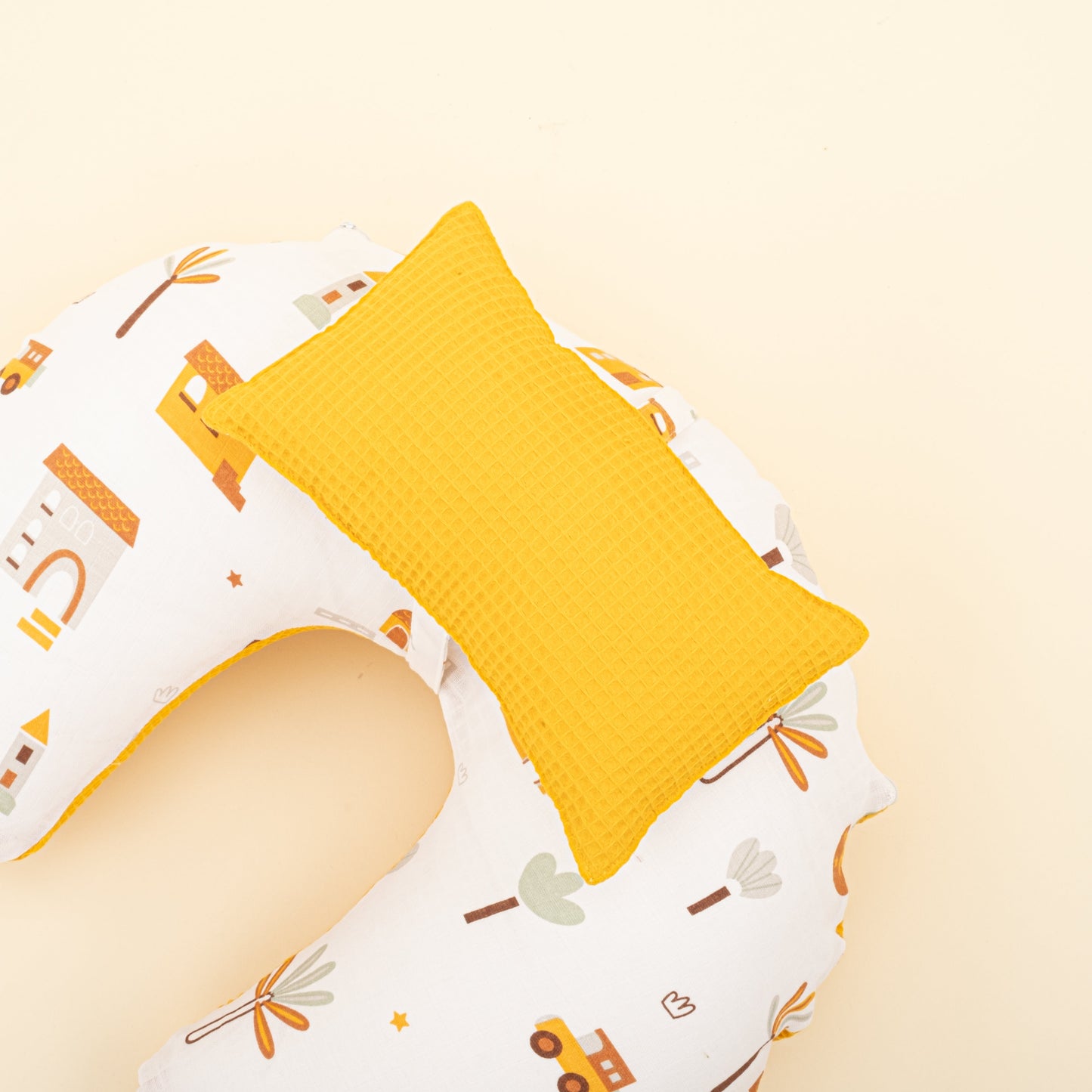 Double Sided Breastfeeding Pillow - Hardal Petek - Sarı Ev