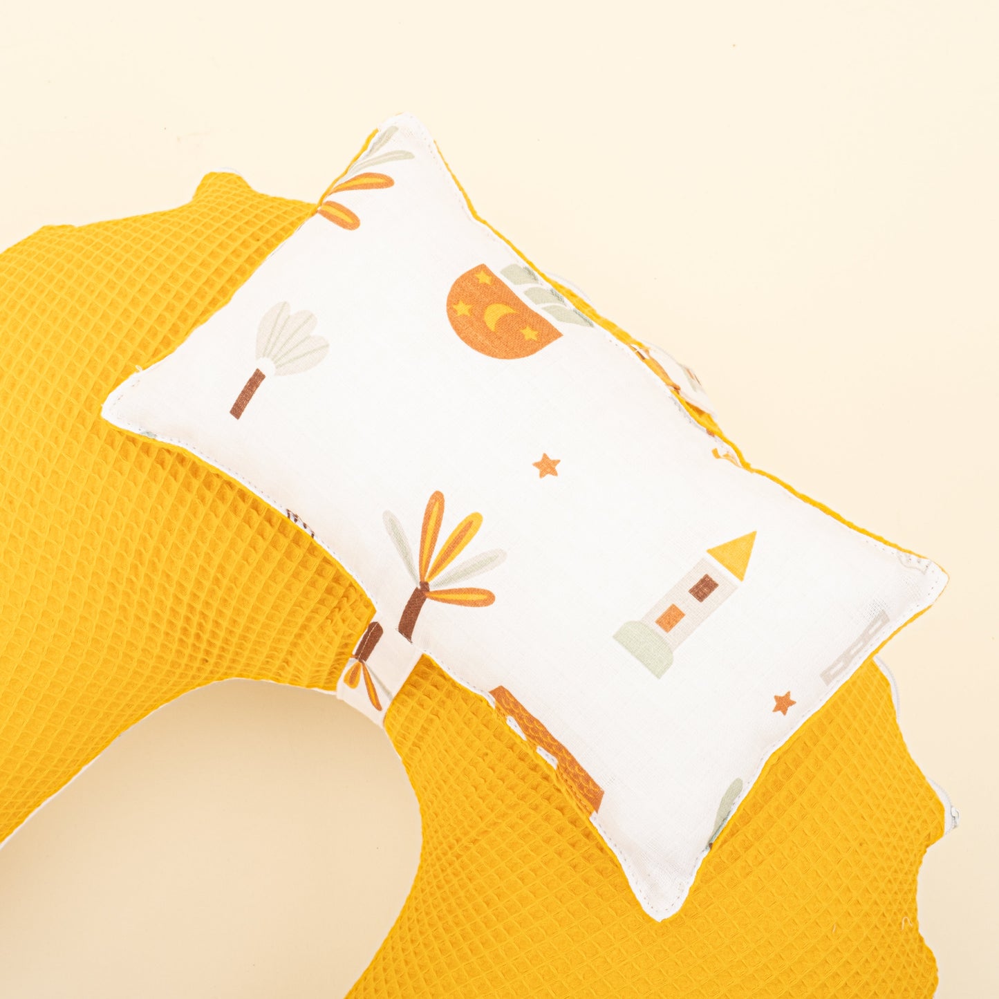 Double Sided Breastfeeding Pillow - Hardal Petek - Sarı Ev