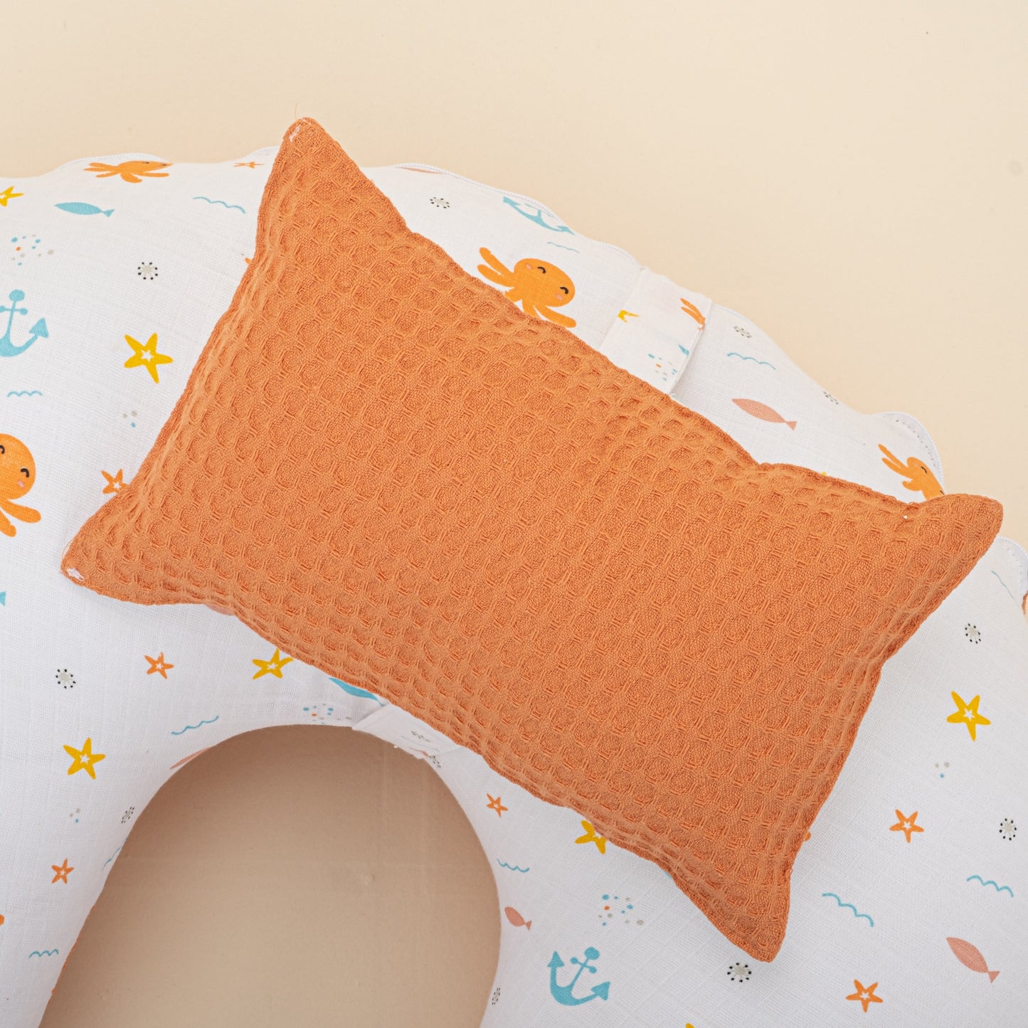 Double Sided Breastfeeding Pillow - Turuncu Petek - Ahtapot